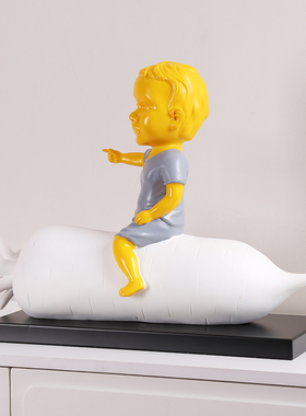 现代简约卡通树脂摆件客厅样板间