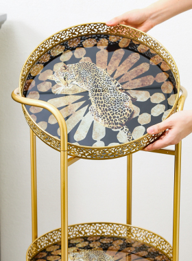 家用三层置物架可移动餐车客厅