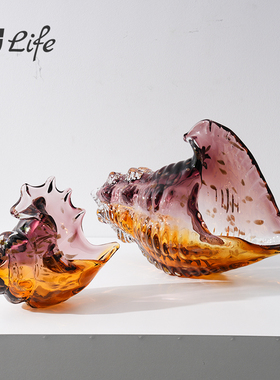 琉璃七彩海螺摆件轻奢艺术装饰品