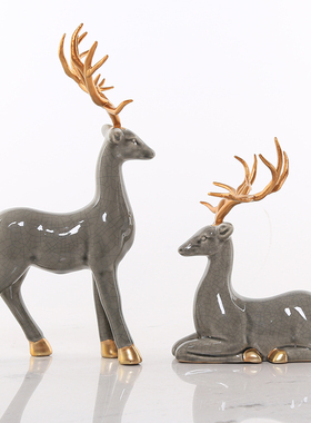 欧式轻奢装饰座钟麋鹿静音时钟