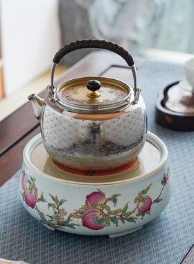 莺歌烧新品寿桃电陶炉静音无线遥控煮茶炉家用小型不挑壶泡茶器