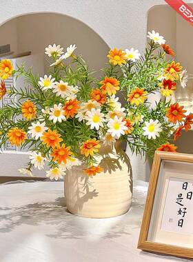 小雏菊仿真花假花摆设客厅餐桌玄关装饰花电视柜斗柜摆件多多