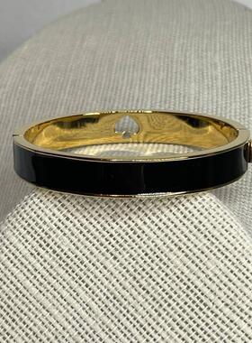 Kate Spade Hole Punch 10MM黑色珐琅手镯NWOT
