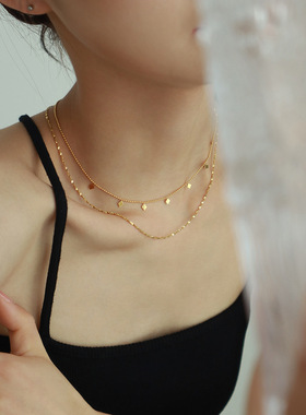 法式复古双层叠戴项链精致