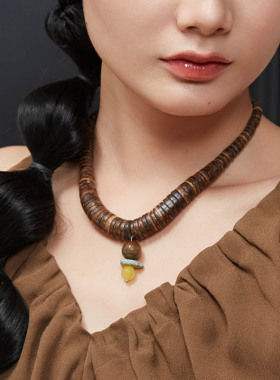 项链项链自然论椰壳天然石玛瑙