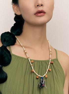 自然论海螺项链玛瑙铜镀厚银