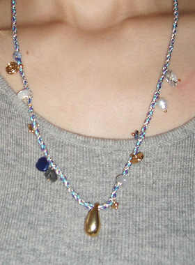 【吴昕同款】自然论藏式手编绳水滴吊坠长项链蓝色民族风小众海洋