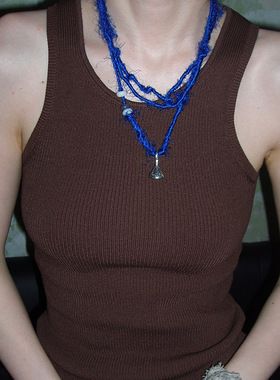 自然论蓝铃觉超长项链手搓绳深蓝色铃铛吊坠风擦擦藏式风格