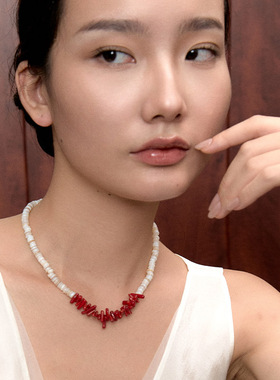 自然论爆竹系列项链红色本命年颈链不规则原创复古小众串珠情侣