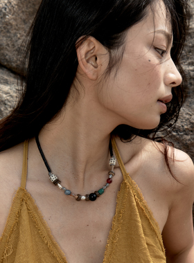 自然论复古串珠项链天然玛瑙臧式风格原创手工多宝项链明星同款