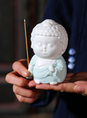 小佛像青瓷客厅茶几香道用具摆件
