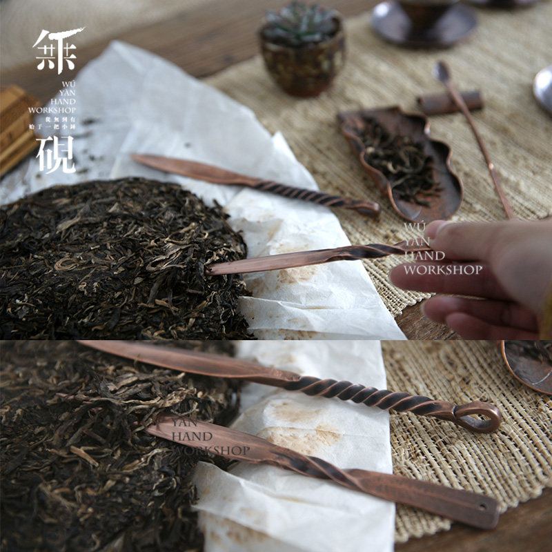 无砚纯手工紫铜茶刀纯铜茶针非铸铁茶刀普洱茶饼茶砖开茶器_虎窝淘