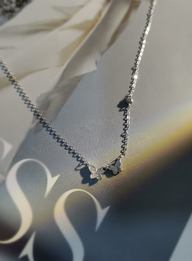 唯美风纯银微镶锆石蝴蝶短项链