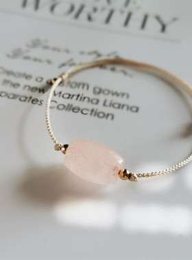 温柔天然粉水晶桶珠编织细小手绳