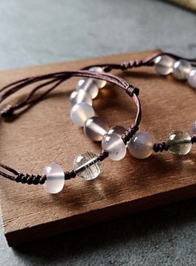 文艺低调灰玛瑙绿幽灵手串