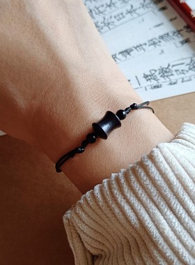 简约文艺黑檀木竹节手绳