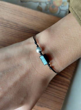 简约原创文艺黑碧玺石设计冷淡风