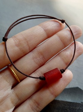 一颗复古红，文艺气质手绳