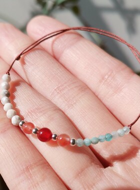 撞色小珠显白红玛瑙珠手绳