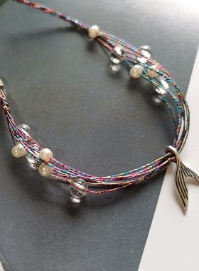 设计感仙气鱼尾姬珍珠闪亮女手绳