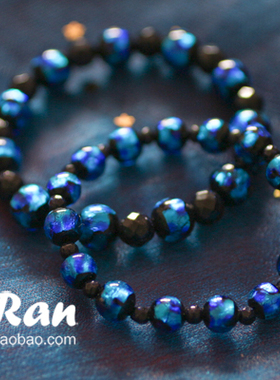 原创风梦幻手串油彩星空蓝砂石