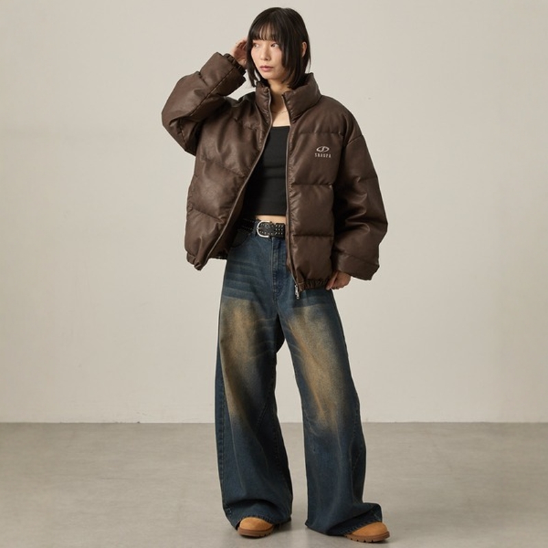 日本代购 Snap club / MONO-MART 刺绣立领中棉皮夹克 UBjk1304 - 图3