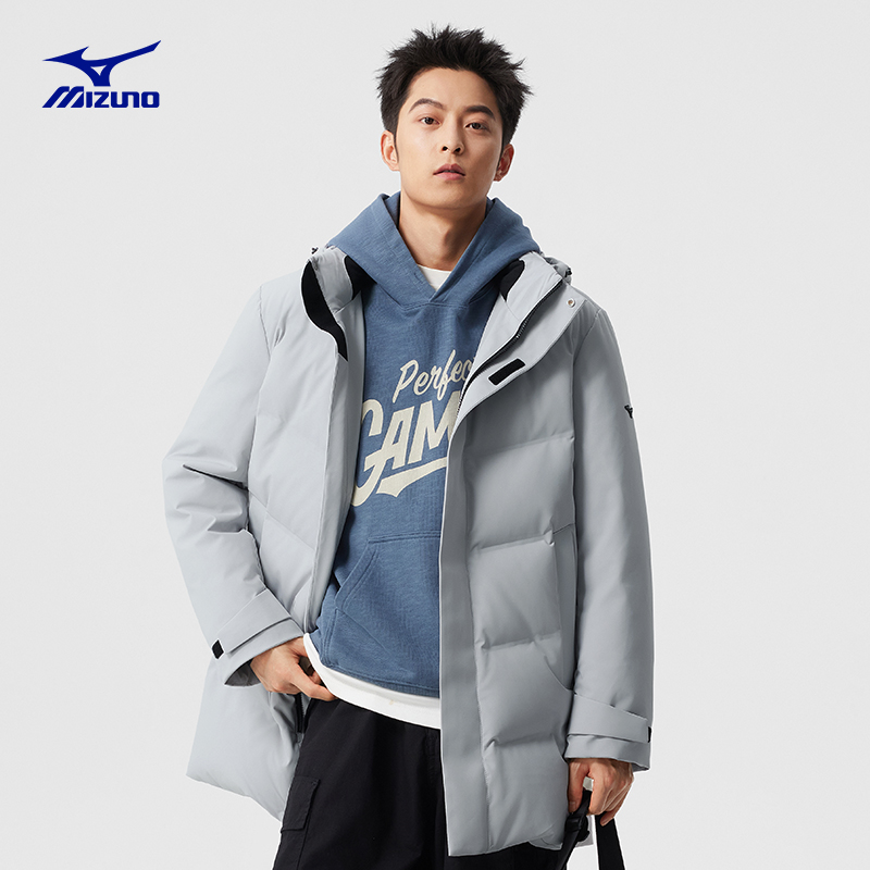Mizuno美津浓秋冬防风拒水保暖防寒锁温连帽羽绒服 ESSENTIAL系列