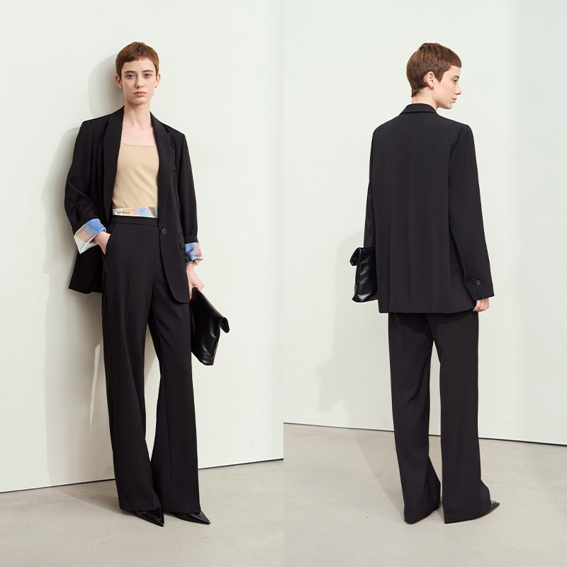 Amii高级感休闲西装套装女春秋2024新款宽松西装外套休闲裤两件套,淘宝优惠券,粉丝福利购,淘宝优惠卷