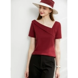 Amii Летняя дизайнерская белая футболка для отдыха, тренд сезона, V-образный вырез