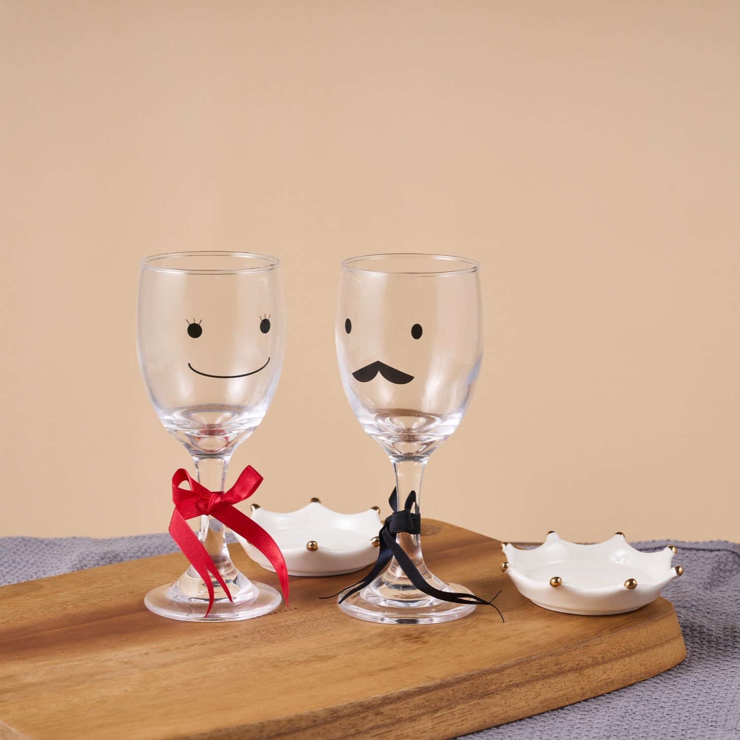 日本原装进口SUNART创意可爱皇冠酒杯情侣对杯透明玻璃杯红酒杯 - 图3