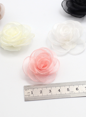 手工欧根山茶花立体补丁衣服