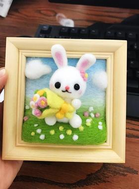 干花干果押花相框自然作业家居植物装饰画简约羊毛毡定制相框摆件