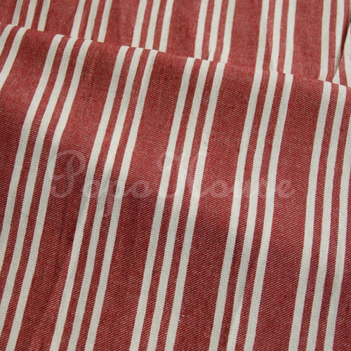 蓝骊布艺 复古红蓝文艺范条纹棉麻混纺布料 桌布门帘茶席背景面料 - 图1