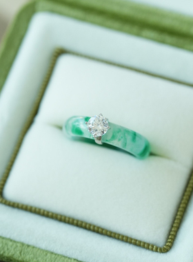 925纯银天然非洲翠国风款戒指环