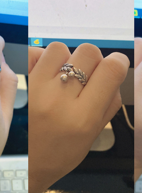 麦穗戒指925纯银雕花复古女