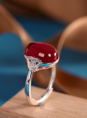 高级感925纯银红刚玉戒指