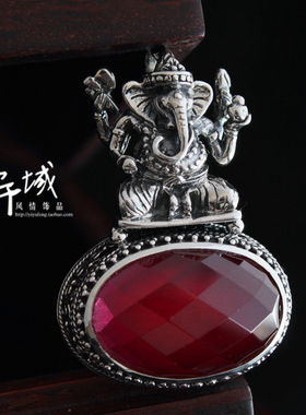 象鼻财神泰国直运精致红刚玉饰品