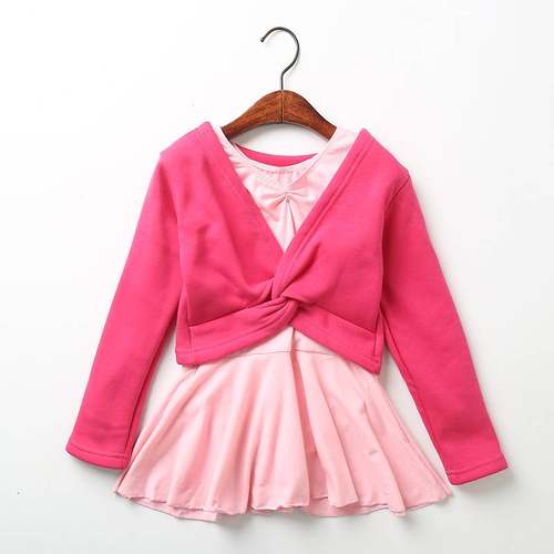 儿童舞蹈服加绒披肩女童练功服长袖加厚跳舞衣秋冬季外套坎肩纯棉 - 图3