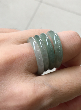 天然缅甸翡翠玉石介子戒指冰透