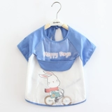 Детский фартук, водонепроницаемый летний тонкий дышащий нагрудник для еды, сзади на завязках, с карманом, анти-грязь