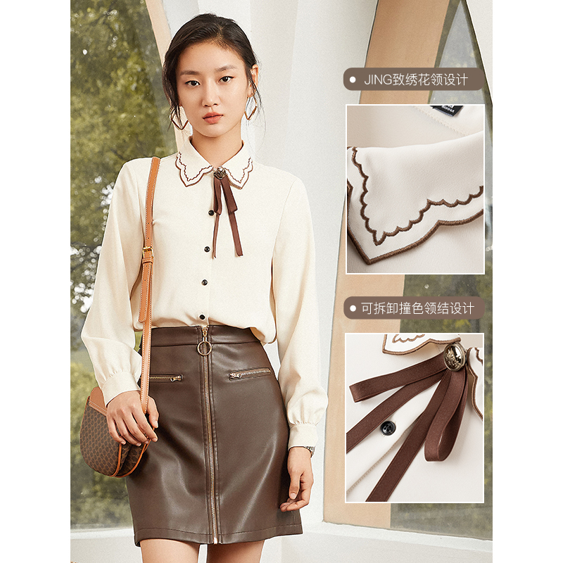 系带雪纺女衣香丽影2021年新款衬衫 衣香丽影衬衫