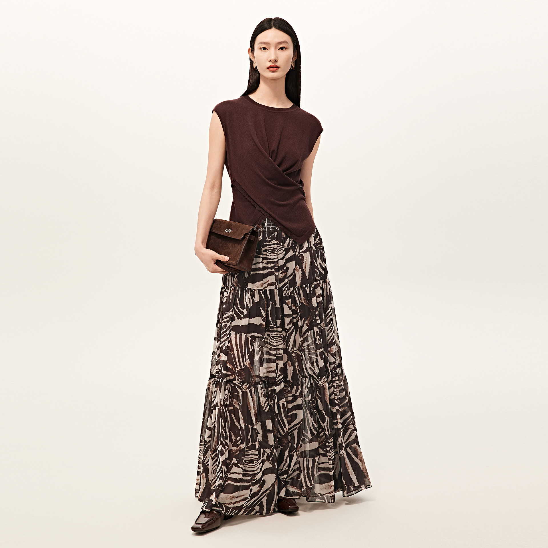 【商场同款】Y.SING衣香丽影2025秋咖色印花半身裙150713104,淘宝优惠券,粉丝福利购,淘宝优惠卷