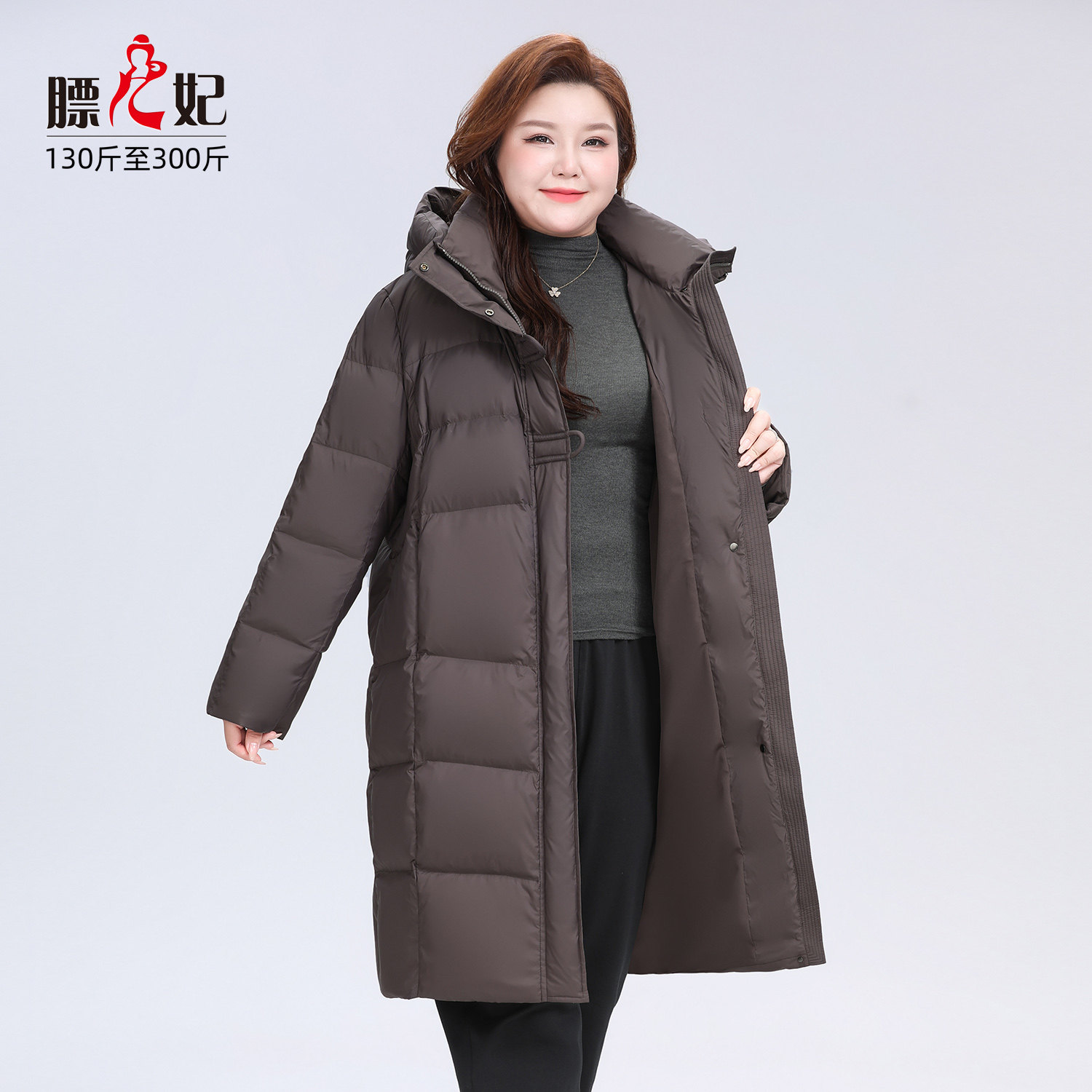 膘儿妃大码女装胖mm羽绒服300斤时尚显瘦连帽羽绒服秋冬新款外套 - 图2