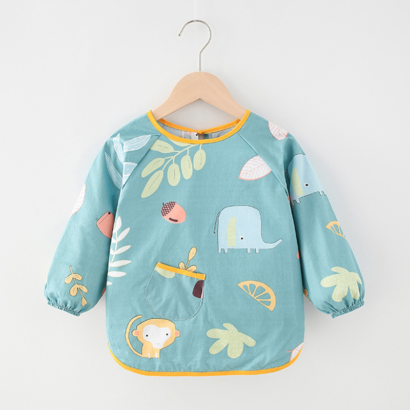 Children's coveralls, baby eating clothes, bibs, rice pockets, waterproof and anti-dirty aprons for babies, spring and autumn kindergarten, reverse dressing