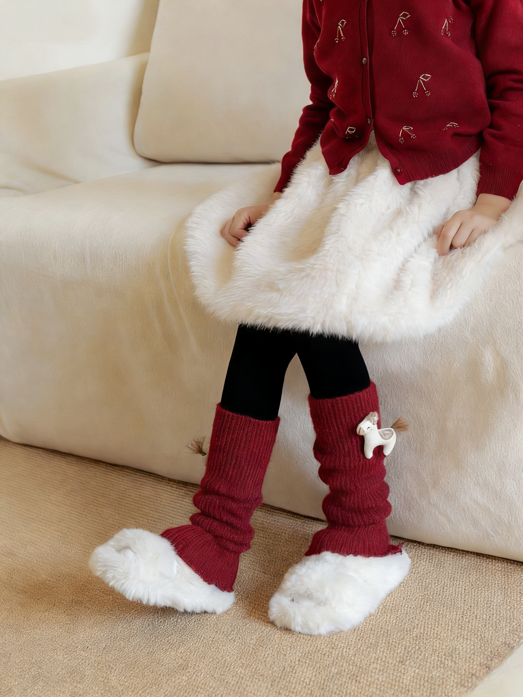 女童打底裤冬加厚拼接马年红色袜套堆堆袜洋气儿童宝宝加绒连裤袜,淘宝优惠券,粉丝福利购,淘宝优惠卷
