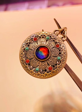 加拿大斑彩石大卫星吊坠