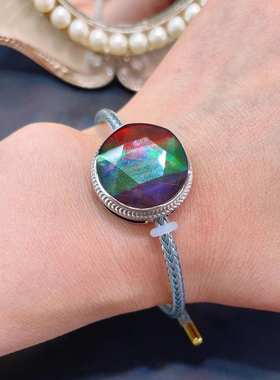 天然加拿大斑彩石吊坠手链