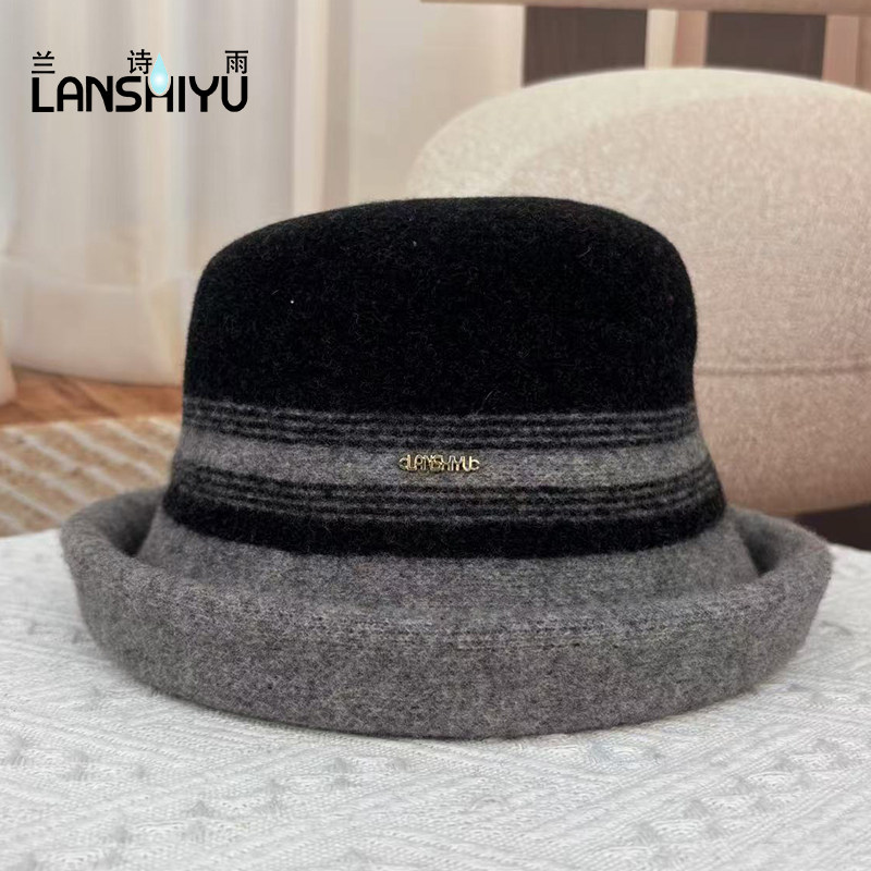 兰诗雨羊毛礼帽秋冬保暖羊毛混纺盆帽休闲百搭毛呢帽,淘宝优惠券,粉丝福利购,淘宝优惠卷