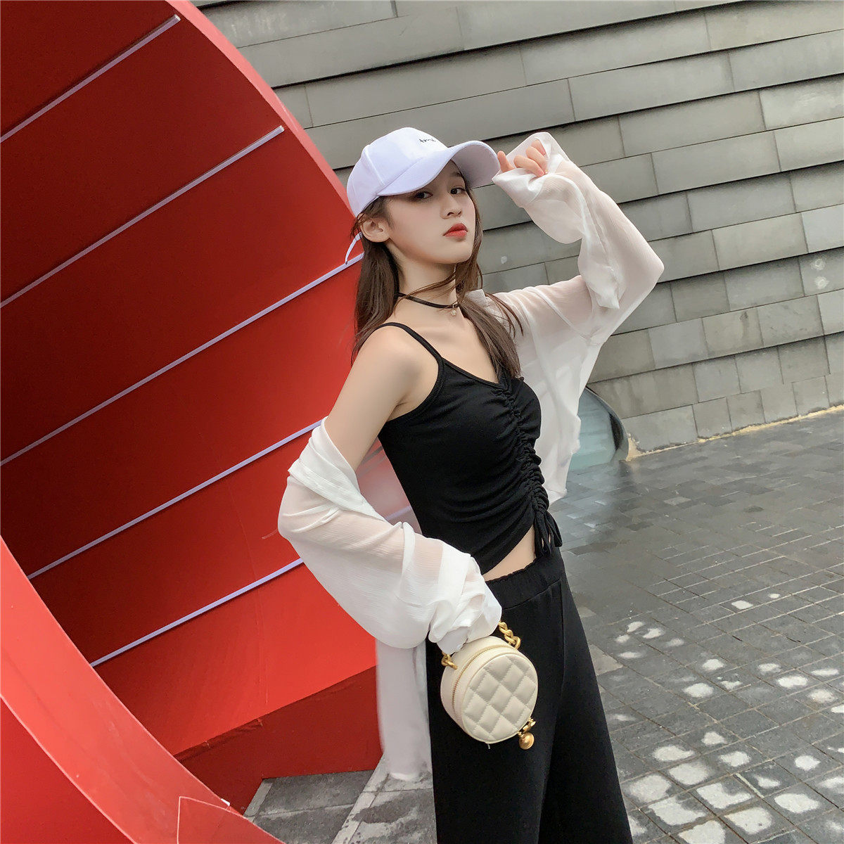 针织御姐风气质女神裤装防晒阔腿裤 金鱼小姐姐时尚套装