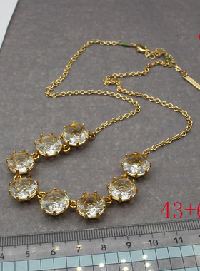 铜材镀真金女个性小众项链水晶